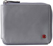 Alpine Swiss Logan Zipper Bifold Wallet For Men or Women RFID Safe York Collection Smooth Finish Gray