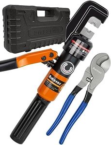 AMZCNC Hydraulic Cable Lug Crimper 8 US TON 12 AWG to 00 (2/0) Electrical Terminal Cable Wire Tool Kit with 9 Die (Crimping Tool and Copper wire scissors)