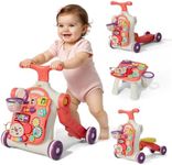QDRAGON 5 in 1 Walker for Baby Girl, Baby Push Walkers, Assemble as Scooter/Motorbike/Activity Center/Detachable Panel, Walking Toys for Infants 12+ Months, Red