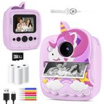 CHRERNA Kids Camera Instant Print, 48MP Instant Camera for Kids,1080P Kids Digital Camera with 32GB Card & 3 Rolls Print Paper,Birthday Christmas Kids Toys Gifts for Kids Age 3-10 Years Old Girls