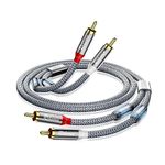 RCA Cable- 2RCA Male to 2RCA Male Stereo Audio Cable with Magnetic Ring Supports[2 Pack Hi-Fi,Shielded] Braided Auxiliary Audio Cord for Home Theater,HDTV,Amplifiers,Hi-Fi Systems,Speakers -4 Feet