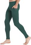 Willit Men's Yoga Workout Leggings Quick Dry Running Dance Tights with Pockets Stretch Compression Pants Dark Green L