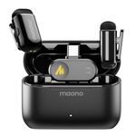 MAONO Wireless Mobile Phone Microphone - USB-C Wireless Mini Microphone for iPhone 17/16/15 Android, 4 Level Noise Reduction, AI Voice Changing, 30h Runtime, Mic for Vlog, YouTube, Recording, Wave T1