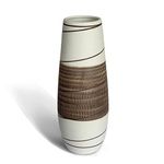 fanquare 27cm Large Handmade Ceramic Flower Vase, Modern Minimalist Brown Vase, Decorative Striped Vase for Home, Office