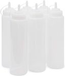 Plastic Condiment Squeeze Bottles (Clear, 32 oz, 6 Pack)