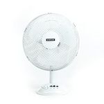 Status Desk Fan | 12 Inch Oscillating White Portable Fan | 3 Speed Adjustable Angle Fan | Powerful Airflow for Heat Waves, Easy Mobility, for Any Room from Bedroom to Office | S12DESKFAN1PKB