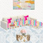 Rainbow Aztech Tassel Sofa Cover: Anti-Slip, Heavyduty Fabric, Scratch & Shrink Resistant, Machine Washable: Seat Protection -Set of 2 Seat Covers- L Shape Sectional (3 Seater + 2 Seater Lounger)