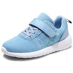 Girls Trainers Kids Athletic Shoes Toddlers Glitter Casual Lightweight Sneakers Sports Shoes Breathable Tennis Road Trail Running Shoes Blue UK13