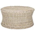 SAFAVIEH Home Collection Ruxton Natural Rattan Round Coffee Table Ottoman