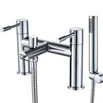 Bath Taps with Shower,Luckyhome Bath Shower Filler Mixer Tap Double Lever Chrome Solid Brass with Shower Hand