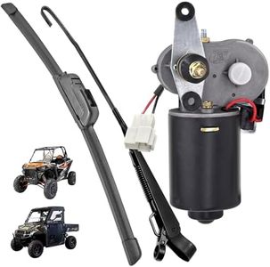 ELEFOCUS 12V 30W Electric Windshield Wiper Motor Kit Compatible with Polaris Ranger - 90° Sweep, Fiberglass Skeleton Wiper Blades