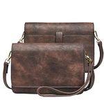 BROMEN Crossbody Bags for Women Small Cell Phone Shoulder Bag Wristlet Wallet Clutch Purse Two-Tone Rough Dark Brown