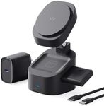 iWALK Higher and More Stable 3 in 1 Foldable Wireless Charging Station,Adjustable Magnetic Portable Charger Stand, Travel Charger for iPhone 15 Apple Watch AirPods (20W USB-C Charger Included)