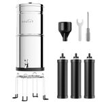 OEMIRY 3.25G Gravity Water Filter System, NSF/ANSI 42&372 Standard, 304 Stainless Steel Countertop System with 3 Carbon Filters and Stand, Reduce 99% Chlorine and Lead