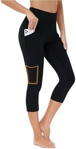 BAYGE Women's Hiking Leggings 3/4 Summer Lightweight High Waist Waterproof Opaque Slim Fit Capri Hiking Trousers Yoga Trousers Cycling Trousers Sports Trousers Tights Sweatpants with Pockets, black, S