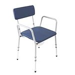 NRS Healthcare Compact Dovedale Height Adjustable Commode with Seat, Medium, Blue and White