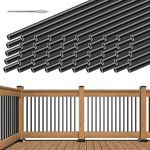 Muzata 50Pack 32" Aluminum Deck Balusters Round Black Deck Railing Stair Porch Staircase Spindles 3/4" Diameter Hollow for Wood and Composite Deck, WT15