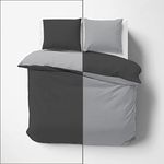 Day Care IMPRESSIBLE Super Soft Microfiber Reversible 3 Piece Duvet Cover Set Size (92X106 Inches) and 2 Pillow Cover (18X28 Inches) - King Size- Black/Silver Grey