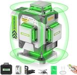 Laser Level, Huepar Pro Self Leveling 4 x 360° Green Cross Line Laser Level Tool, High Accuracy 4D Level Laser for Construction, 8000mAh Rechargeable Li-ion Battery, Remote Controller&Hard Carry Case