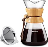 COSORI Pour Over Coffee Maker, 8 Cup Glass Coffee Pot&Coffee Brewer with Stainless Steel Filter, High Heat Resistance Decanter, Measuring Scoop Included, 34 Ounce,Transparent