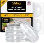 Vellax Wall Protectors - 4 Pcs of Clear Rubber Knob, Self Adhesive, Guard Door Bumper Reusable Solution for Stopping Damage & Noise from Doors in Your Home or Office, Durable, Shock Absorbent Discreet