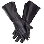 VISTOSO Premium Gauntlets Medieval Costume Cosplay Long Cuff Genuine Leather Gloves, Black, Large