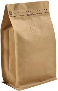 Kraft Paper Stand Up Coffee Bag / Flat Bottom Pouch with Air Release Valve and Reusable Side Zipper. (50pcs, 1lb / 16oz)