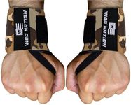 WOD Nation Wrist Wraps for Weightlifting, 18 Inch Professional Gym Wrist Straps w/Thumb Loop, Wrist Support Wraps for Men & Women for Strength Training, Powerlifting & Bodybuilding (Brown Camo)