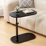 liameya C Shaped Side Table Adjustable Height, 360°Swivel C Shaped End Table, Couch Side Tables That Slide Under, Modern Small Coffee C Table End Table for Sofa/Bed/Bathtub, Rotating Tabletop(black)