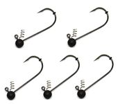 Harmony Fishing - Tungsten Shakeyhead Jigs [Pack of 5 w/Bait Pegs] (Shaky Head jig Hooks for bass Fishing) (3/16 oz (5 Pack))