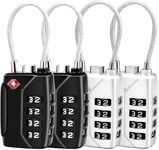 TSA Luggage Locks,4-Digit Security Suitcase Locks,Combination Padlock for Suitcases Flexible Cable Travel Lock, TSA Approved Luggage Lock (Black+Black+Silver+Silver)