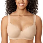 DELIMIRA Womens Seamless Balconette Bra Plus Size Full Coverage Underwire Support Beige 34DD