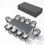 PURPLE LEAF Outdoor Dining Set with Waterproof Furniture Cover 11-Piece All-Weather Patio Set for 10 with Gray Aluminum Table Rope Weave Chairs and Cushions, Gray