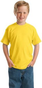 Hanes Boys ComfortBlend EcoSmart 50/50 Cotton/Poly T-Shirt, XS, Yellow