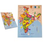 KITTER Wooden India Map Puzzle for Kids with States, Capitals & Monuments | Educational Wooden Puzzle Games for Kids | Map of India Puzzle for Kids | Jigsaw Puzzle Games for Kids