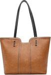 INOVERA Faux Leather Large Capacity Handbags Shoulder Bag with Zip Top Handle Satchel Purse for Women (Brown)