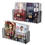 INDIAN DECOR 28604 Metal Wire Baskets - Magazine Racks Organizer Holder - Wall Mounted Storage - Space Saving Design Set of 2 Black