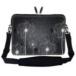 Meffort Inc 17 17.3 inch Neoprene Laptop Sleeve Bag Carrying Case with Hidden Handle and Adjustable Shoulder Strap - Black White Dandelion