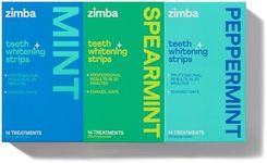 Zimba Teeth Whitening Strips 3-Pack Bundle (Mint, Spearmint, Peppermint) | Vegan Whitening Strip Enamel Safe Teeth Whitening Hydrogen Peroxide Teeth Whitener for Coffee, Wine, Tobacco, & Other Stains