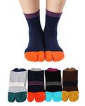 Men's Tabi Socks Flip Flop Split Toe Big Toe Cotton Crew Grip Athletic 4 Pack - - One size