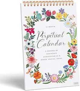 Sweetzer & Orange Perpetual Calendar. 12 Month Office or Family Wall Calendar. 6x9” Floral Flip Calendar Design. Perpetual Birthday Calendar Wall Hanging, Anniversary Calendar and Monthly Planner