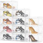 HOMIDEC Shoe Box,12 pcs Shoe Storage Boxes Clear Plastic Stackable, Shoe Organizer Containers with Lids for Women/Men 34 x 27.5 x 19 cm