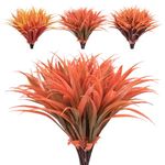 AUMVEYI 8 pcs Fall Artificial Flowers for Outdoors Fake Orange Fall Grass Plants Yellow Faux Mum Greenery Bushes for Autumn Outside Front Porch Patio Garden Plastic Mums Shrubs Decor