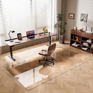 ISTRIPMF 48"x80" Tempered Glass Chair mat for Carpet, Office Chair Mat with Round Corner, Desk Chair Mat for Carpet/Hardwood Floor/Rolling Chair-with 6 Anti-Slip Pads