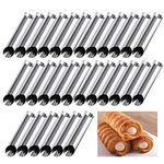 FantasyDay Non-stick Cream Horn Cones, 30 Pcs Stainless Steel Screw Croissant Mould Cannoli Form Tubes, Cream Roll Mold Pastry Baking Mold - Christmas Anniversary Free Standing Pastry Cone Shaper
