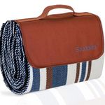 Extra Large Picnic & Outdoor Blanket Dual Layers For Outdoor Water-Resistant Handy Mat Tote Spring Summer Blue and White Striped Great for the Beach,Camping on Grass Waterproof Sandproof (SC-CM-01)