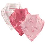 Luvable Friends Baby Basic Cotton Bandana Bib, 3 Pack, Love 3 Pk, One Size (Pack of 3)