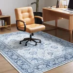 60"x84"Office Chair Mat for Hardwood Floor,Rolling Computer Chair Mat for Tile Floor,Under Desk Chair Floor Protector,Floral Office Rug,Anti Slip Low Pile Carpet