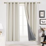 Deconovo Blackout Curtains for Bedroom, Full Room Darkening Textured Burlap Curtains with Coating, Energy Saving Window Treatment, Grommet Thermal Insulated Drapes, Cream, 52W x 84L Inch, 2 Panels