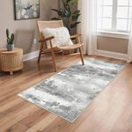 BEIMO Runner Rugs for Hallway 80x150cm, Non-Slip Extra Long Washable Runner Rugs Soft Low Pile, Modern Abstract Rug Carpet Runners for Entryway Kitchen Bedside Laundry Room, Grey & White